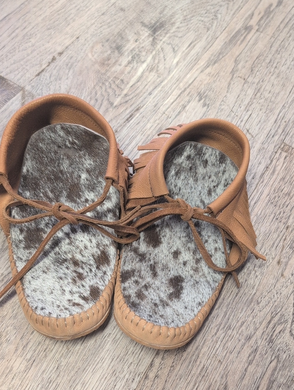 Custom Handmade Brown Moccasin Shoes with Cowhide